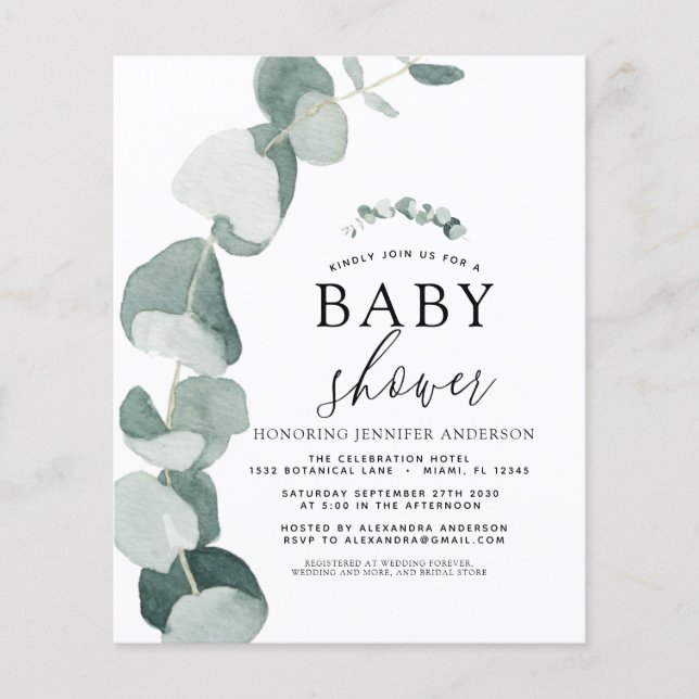 Baby Shower Greenery Eucalyptus Invitation (Front)