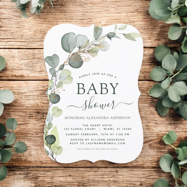 Baby Shower Greenery Eucalyptus Succulent Elegant Invitation (Creator Uploaded)