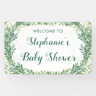 Baby Shower Greenery Leaves Welcome Banner