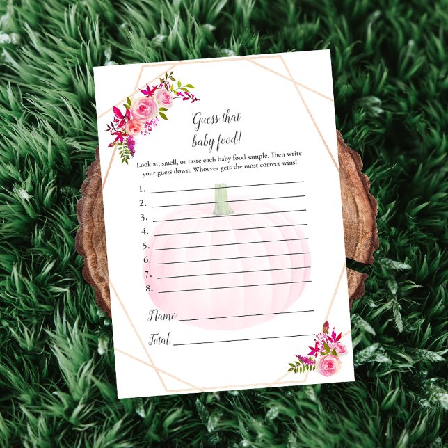 Baby Shower Guess that Baby Food Game Pumpkin Invitation (Creator Uploaded)