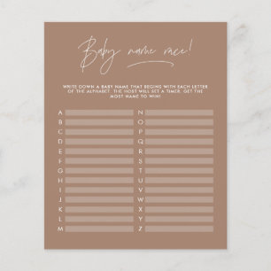 Baby shower guess the name modern brown natural