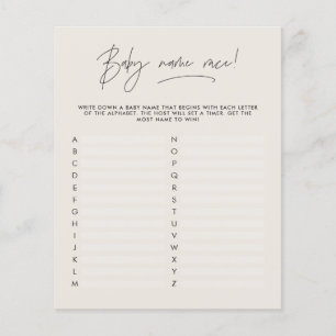 Baby shower guess the name modern cram black