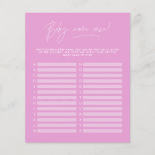 Baby shower guess the name modern girly pink