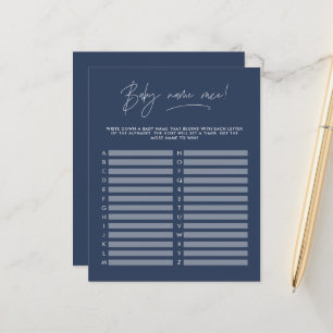 Baby shower guess the name modern navy blue
