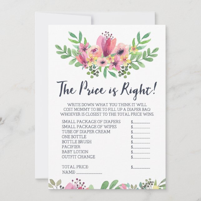 Baby Shower Guess the Price Game Invitation (Front)