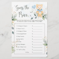 Baby Shower Guess the Price Game Teddy Bear Statio