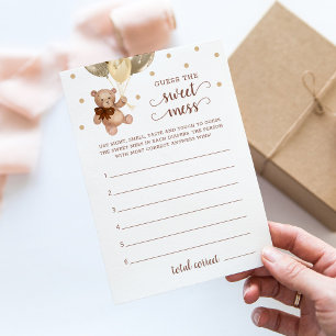 Baby Shower Guess The Sweet Mess Teddy Bear Card