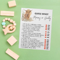 Baby Shower Guess Who Game Highland cow
