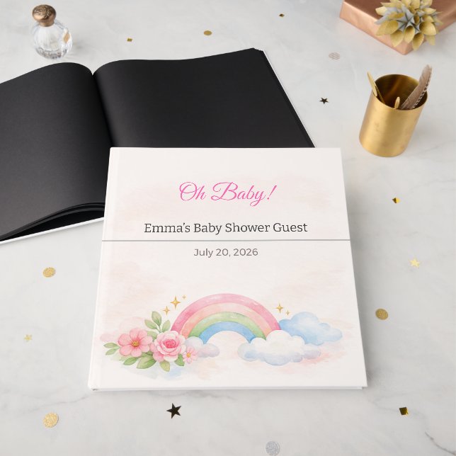 Baby Shower Guest Book | Elegant Keepsake (Front Open)