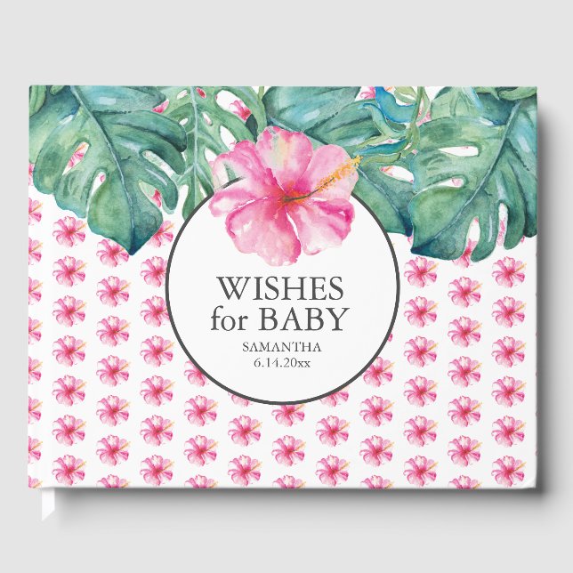 Baby Shower Guest Book Tropical Flowers (Front)
