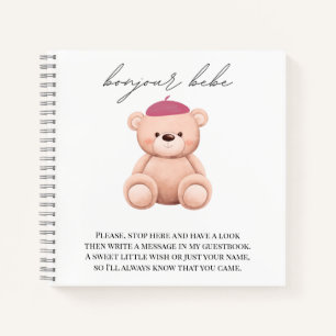 Baby Shower Guestbook Bonjour Bebe French Notebook