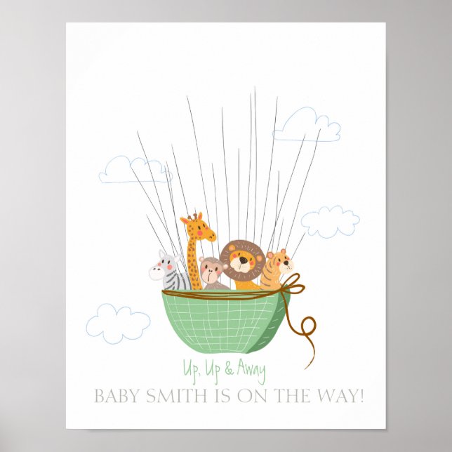 Baby shower guestbook fingerprints safari Green (Front)