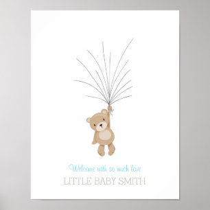 Baby shower guestbook Teddy Bear blue