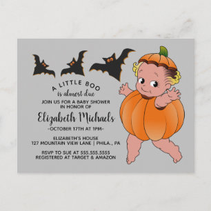 BABY SHOWER HALLOWEEN   A Little Boo Is Due Postcard
