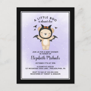BABY SHOWER HALLOWEEN   A Little Boo Is Due Postcard