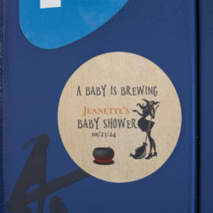 Baby Shower Halloween Baby Brewing Witch  Classic Round Sticker