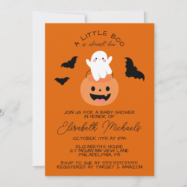 BABY SHOWER | Halloween Lil' Boo Ghost Card (Front)
