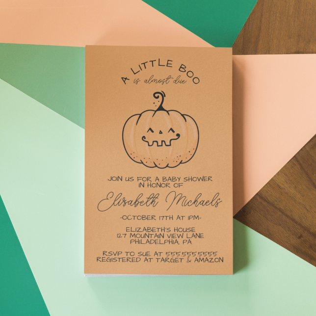 BABY SHOWER | Halloween Lil' Boo Pumpkin Card (Creator Uploaded)