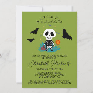 BABY SHOWER Halloween Lil' Boo Skeleton Card