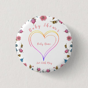 Baby Shower Heart 3 Cm Round Badge