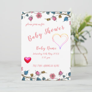 Baby Shower Heart Invitation