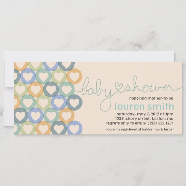 Baby Shower Heart Invitation Boy (Front)