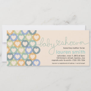 Baby Shower Heart Invitation Boy