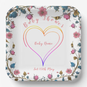 Baby Shower Heart Paper Plate