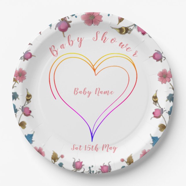 Baby Shower Heart Paper Plate (Front)