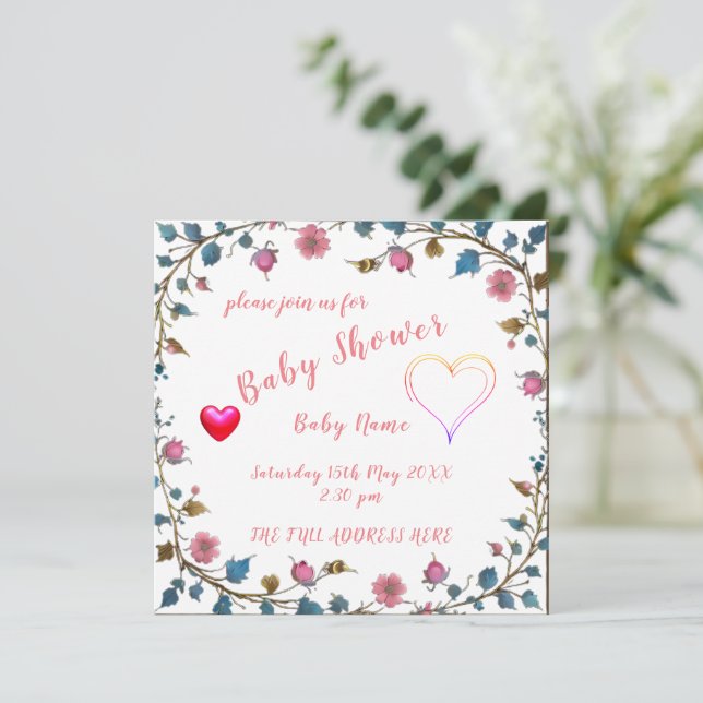 Baby Shower Heart Save The Date (Standing Front)