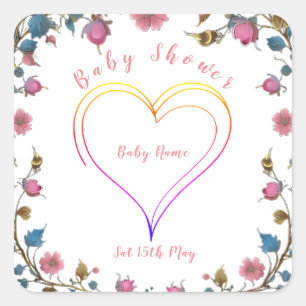 Baby Shower Heart  Square Sticker