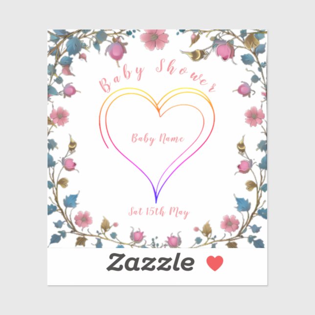 Baby Shower Heart Stickers (Sheet)