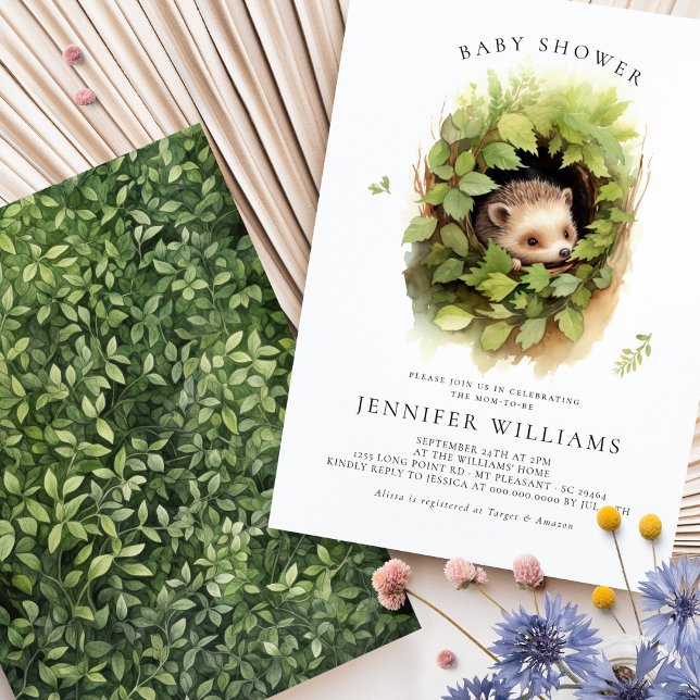 Baby Shower Hedgehog Watercolor Invitation (Creator Uploaded)