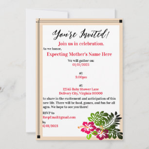 Baby Shower Hibiscus Flowers Invitation