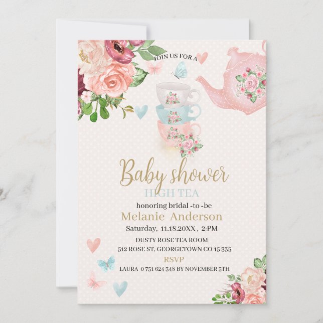 Baby shower high tea Invitation (Front)