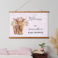 Baby shower Highland Cow Pink Calf Sign Welcome