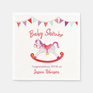 Baby shower hobby horse watercolor custom napkin