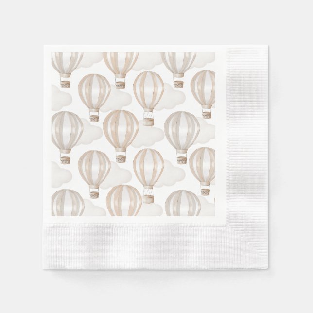 Baby Shower Hot Air Balloons Gender Neutral Napkin (Front)