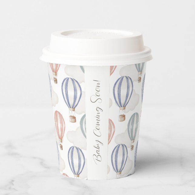 Baby Shower Hot Air Balloons Gender Neutral Paper Cups (Left)