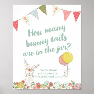 Baby Shower How Many Bunny Tails are in the Jar Poster