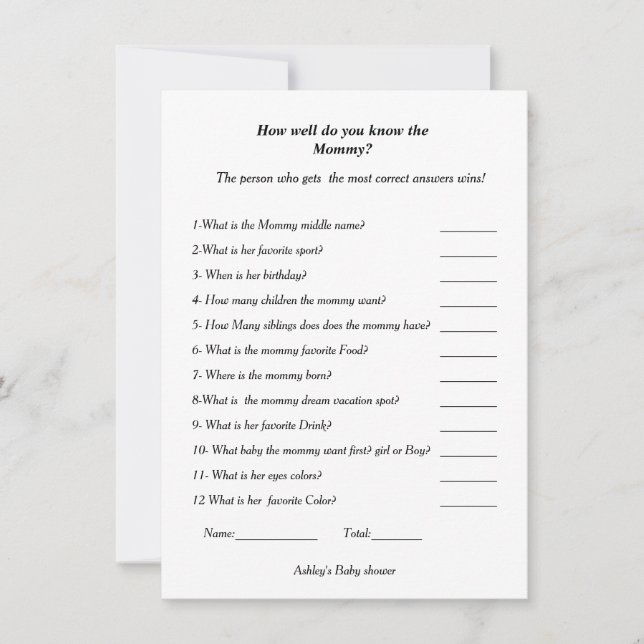 Baby shower How well do you know the mummy to be  Invitation (Front)