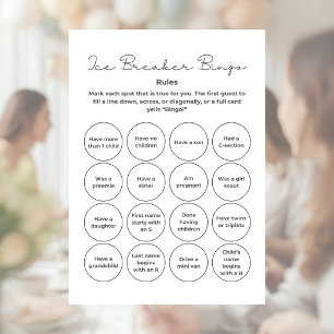 Baby Shower Ice Breaker Bingo Game Custom Letterhead
