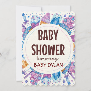 Baby Shower Ice-cream Watercolor Art Invitation
