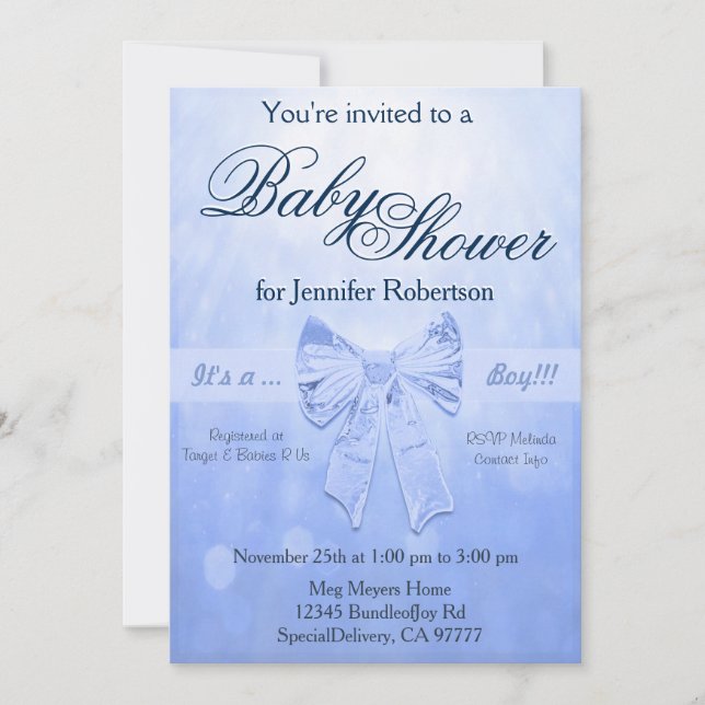 Baby Shower in Pale Blue Invitation (Front)