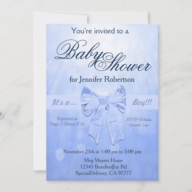 Baby Shower in Pale Blue Invitation (Front)