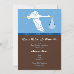 Baby Shower Invitation 5x7 - Blue and Brown