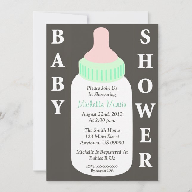 Baby Shower Invitation (Baby Bottle) (Front)