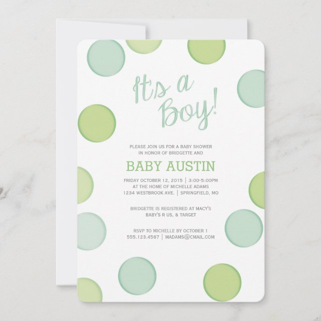 Baby Shower Invitation | Baby Boy Bubbles (Front)