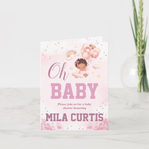 Baby shower invitation - Balloon girl of color