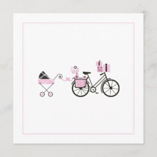 Baby Shower Invitation - Bicycle and Baby Carriage